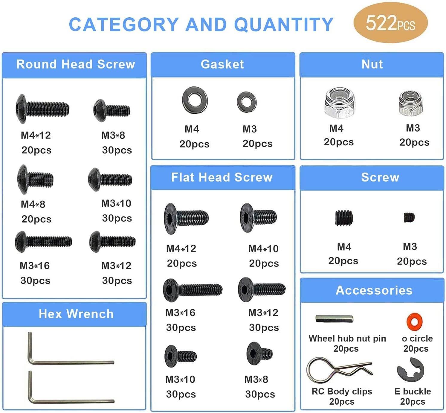 522PCS  Universal RC Screw Kit - Fpv Drone Tool Kit 评论和价格
